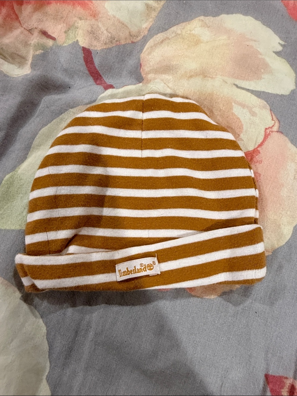 Timberland baby hat Mustard and White Striped